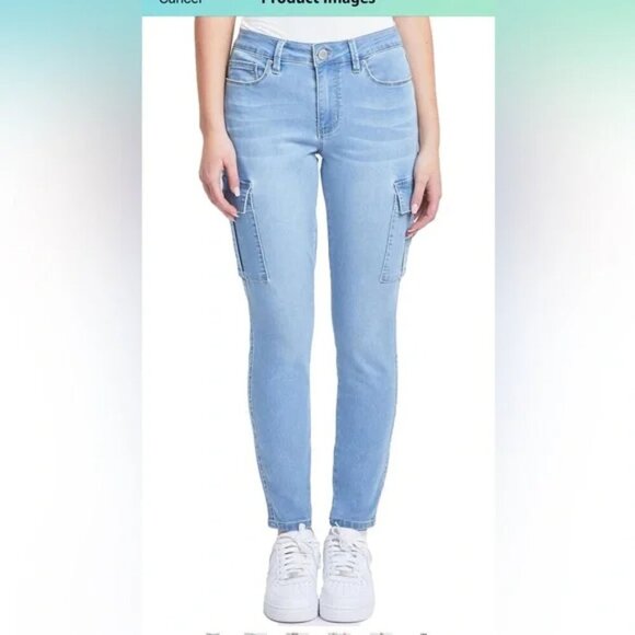 NEW Buffalo David Bitton High Rise Cargo Skinny Jeans | Blue - Picture 1 of 3